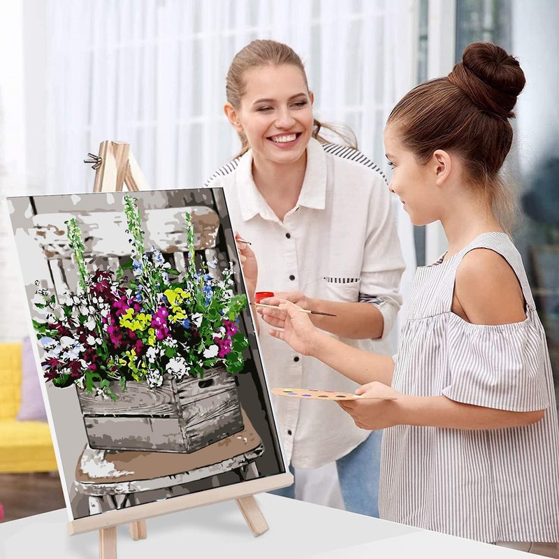 MIRCVSH Flowers Paint by Numbers for Adults with Framed Canvas-with Wooden Easel,Paint by Number on Canvas,DIY Acrylic Oil Painting Kits with Brushes Nice Gift Box for Home Wall Decor(12x16 Inch) - Image 5